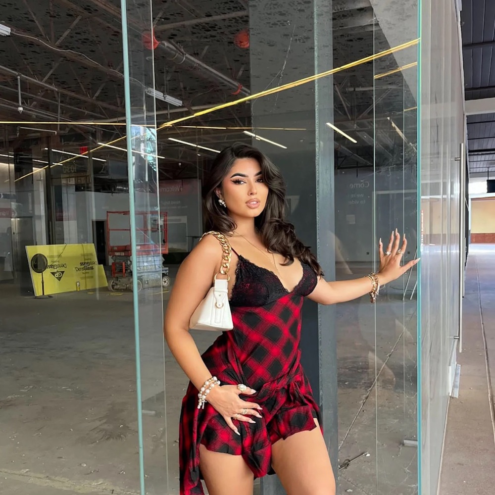 Red and Black Two Piece Plaid Dress
